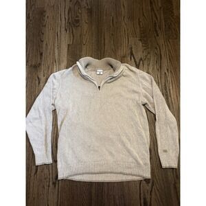 Columbia Men's Size Extra Large Brown Sweater 1/4 Zip Cotton/Poly Pullover